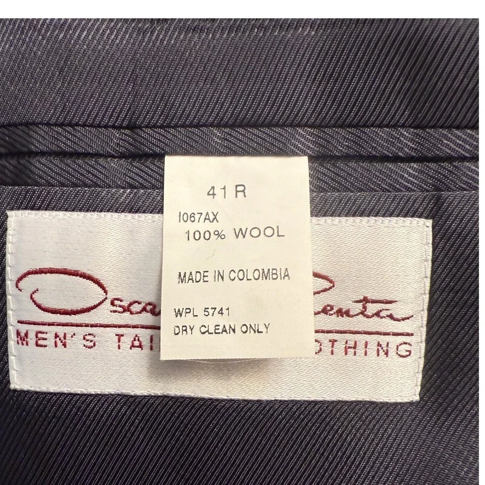 Oscar de la Renta Mens Navy Blue Blazer Sport Coat Gold‎ Tone Buttons *hole****